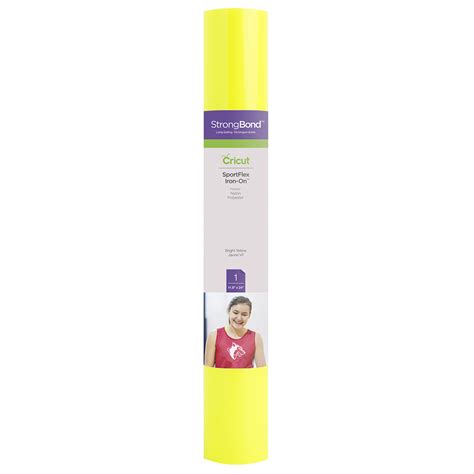 Cricut Sportflex Iron-On 30x60cm (Bright Yellow); Thin and lightweight to stretch and flex on active wear; Made for tech fabrics like polyester and nylon; Features the Cricut StrongBond™ Guarantee* for long-lasting results that stick; Easy to weed and apply; use your household iron or Cricut EasyPress™